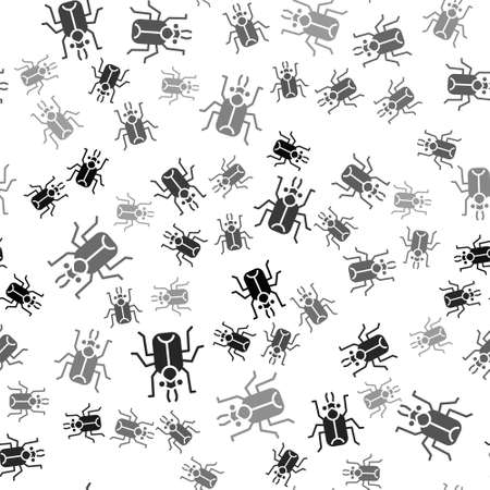 Black Beetle bug icon isolated seamless pattern on white background. Vectorのイラスト素材