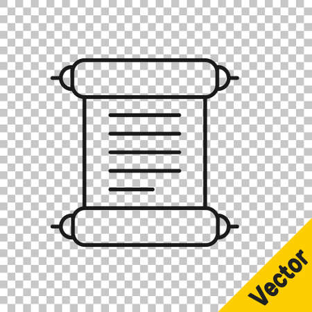 Black line Decree, paper, parchment, scroll icon icon isolated on transparent background. Vectorのイラスト素材