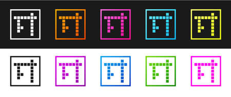 Set Bingo icon isolated on black and white background. Lottery tickets for american bingo game. Vectorのイラスト素材