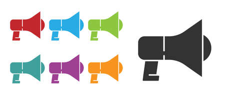 Black Megaphone icon isolated on white background. Speaker sign. Set icons colorful. Vectorのイラスト素材