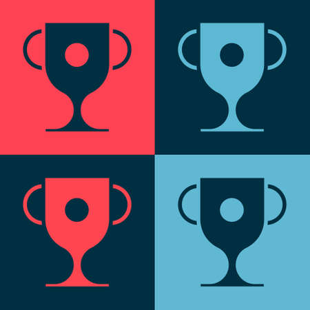 Pop art Award cup icon isolated on color background. Winner trophy symbol. Championship or competition trophy. Sports achievement sign. Vector Illustrationのイラスト素材
