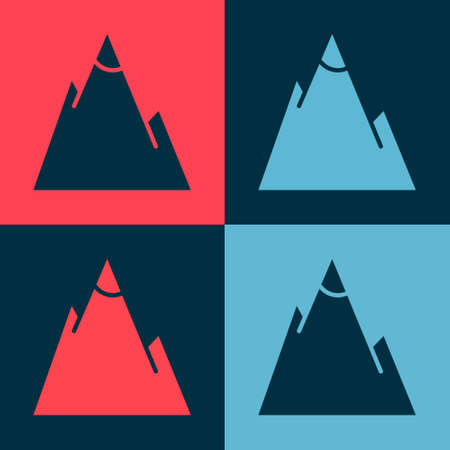 Pop art Mountains icon isolated on color background. Symbol of victory or success concept. Vector Illustrationのイラスト素材