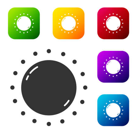 Black Sun icon isolated on white background. Set icons in color square buttons. Vectorのイラスト素材