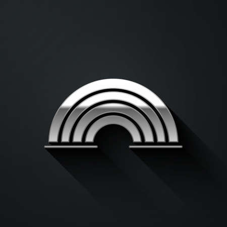 Silver Rainbow icon isolated on black background. Long shadow style. Vectorのイラスト素材