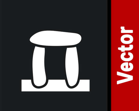 White Stonehenge icon isolated on black background. Vectorのイラスト素材
