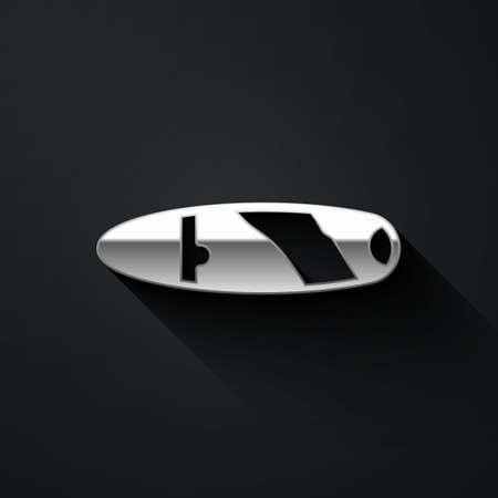 Silver Cigar icon isolated on black background. Long shadow style. Vectorのイラスト素材