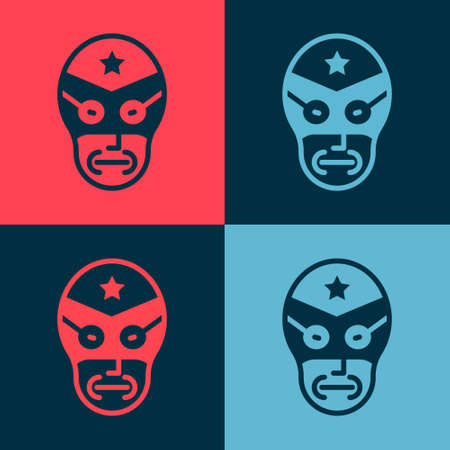 Pop art Mexican wrestler icon isolated on color background. Vectorのイラスト素材