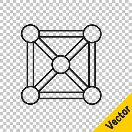 Black line Blockchain technology icon isolated on transparent background. Cryptocurrency data. Abstract geometric block chain network technology business. Vectorのイラスト素材