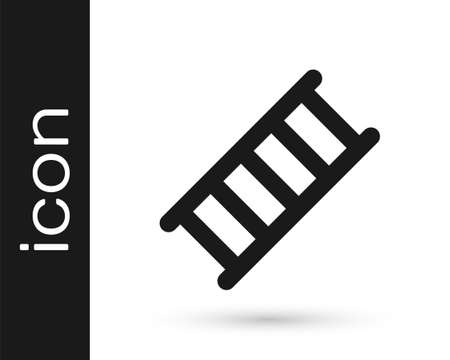 Black Fire escape icon isolated on white background. Pompier ladder. Fireman scaling ladder with a pole. Vectorのイラスト素材