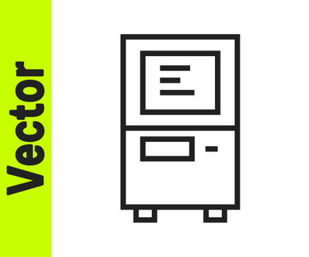 Black line ATM - Automated teller machine icon isolated on white background. Vectorのイラスト素材
