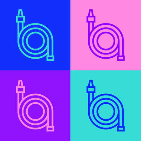 Pop art line Fire hose reel icon isolated on color background. Vectorのイラスト素材