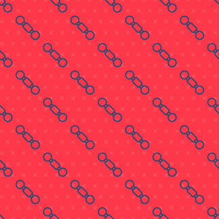 Blue line Dumbbell icon isolated seamless pattern on red background. Muscle lifting icon, fitness barbell, gym, sports equipment, exercise bumbbell.のイラスト素材