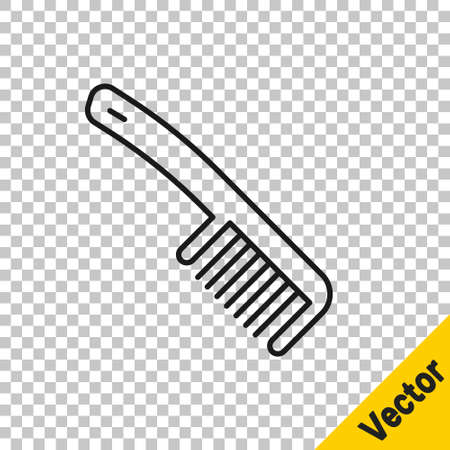 Black line Hairbrush icon isolated on transparent background. Comb hair sign. Barber symbol.のイラスト素材