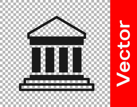 Black Parthenon from Athens, Acropolis, Greece icon isolated on transparent background. Greek ancient national landmark. Vectorのイラスト素材