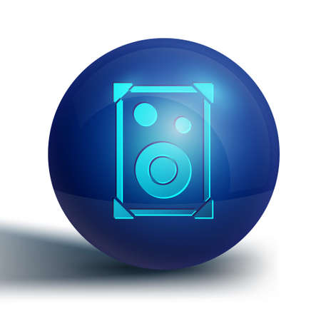 Blue Stereo speaker icon isolated on white background. Sound system speakers. Music icon. Musical column speaker bass equipment. Blue circle button. Vectorのイラスト素材