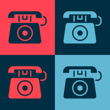 Pop art Telephone with emergency call 911 icon isolated on color background. Police, ambulance, fire department, call, phone. Vectorのイラスト素材