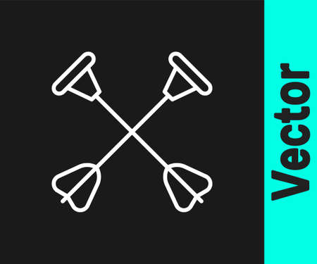 White line Arrow with sucker tip icon isolated on black background. Vectorのイラスト素材