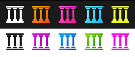 Set Prison window icon isolated on black and white background. Vectorのイラスト素材