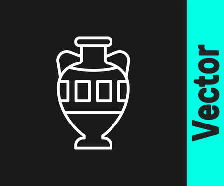 White line Ancient amphorae icon isolated on black background. Vectorのイラスト素材