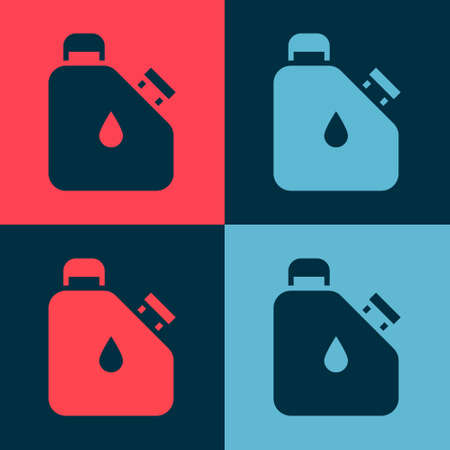 Pop art Canister for flammable liquids icon isolated on color background. Oil or biofuel, explosive chemicals, dangerous substances. Vectorのイラスト素材