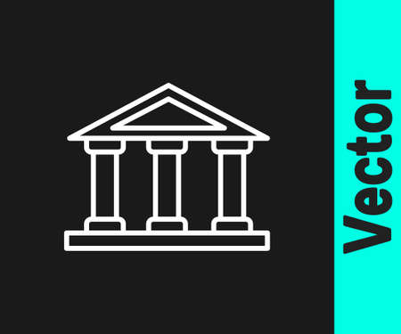 White line Courthouse building icon isolated on black background. Building bank or museum. Vectorのイラスト素材