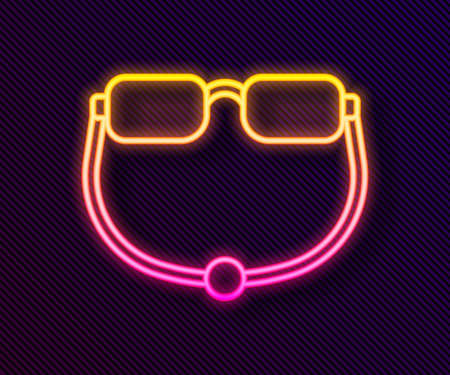 Glowing neon line Eyeglasses icon isolated on black background. Vectorのイラスト素材