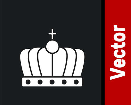 White King crown icon isolated on black background. Vectorのイラスト素材