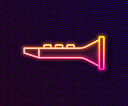 Glowing neon line Clarinet icon isolated on black background. Musical instrument. Vectorのイラスト素材