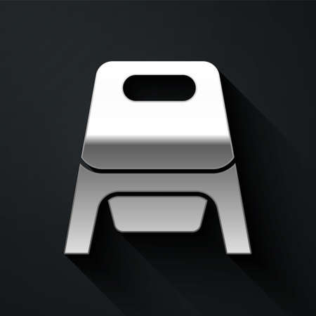 Silver Baby potty icon isolated on black background. Chamber pot. Long shadow style. Vectorのイラスト素材
