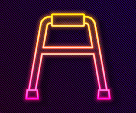 Glowing neon line Walker for disabled person icon isolated on black background. Vectorのイラスト素材