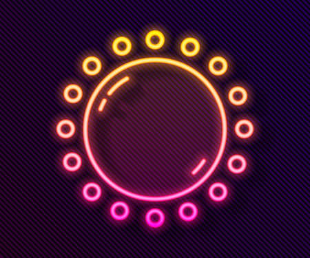 Glowing neon line Sun icon isolated on black background. Vectorのイラスト素材