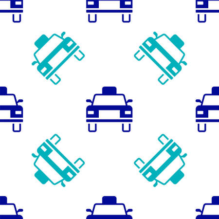 Blue Taxi car icon isolated seamless pattern on white background. Vectorのイラスト素材