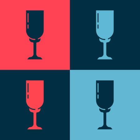 Pop art Glass of champagne icon isolated on color background. Vectorのイラスト素材