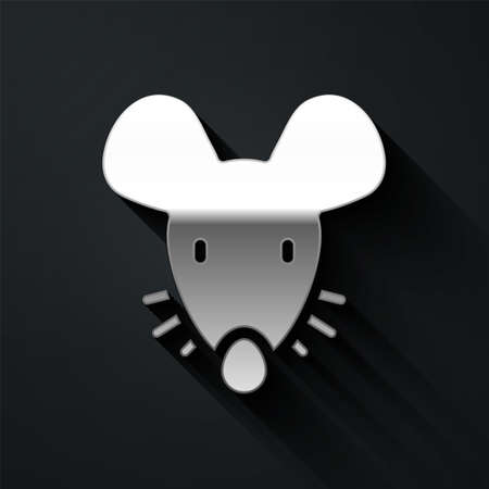 Silver Experimental mouse icon isolated on black background. Long shadow style. Vectorのイラスト素材