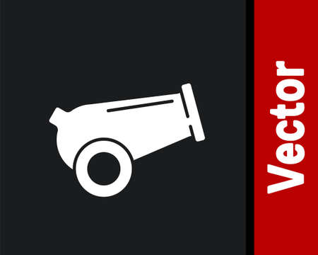 White Cannon icon isolated on black background. Medieval weapons. Vectorのイラスト素材
