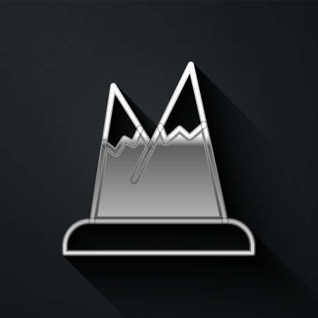Silver Mountains icon isolated on black background. Symbol of victory or success concept. Long shadow style. Vectorのイラスト素材