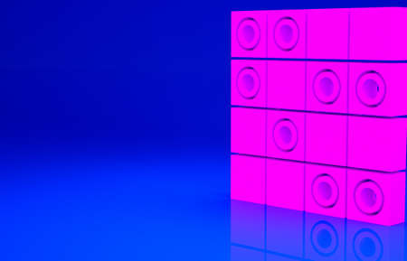 Pink Board game of checkers icon isolated on blue background. Ancient Intellectual board game. Chess board. White and black chips. Minimalism concept. 3d illustration 3D renderの写真素材