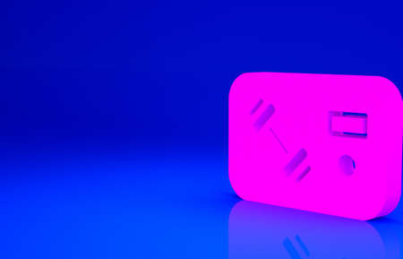 Pink Fitness club, gym card icon isolated on blue background. Minimalism concept. 3d illustration 3D renderの写真素材