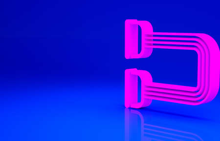 Pink Chest expander icon isolated on blue background. Minimalism concept. 3d illustration 3D renderの写真素材