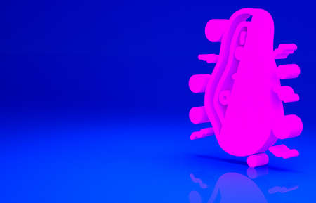 Pink Bacteria icon isolated on blue background. Bacteria and germs, microorganism disease causing, cell cancer, microbe, virus, fungi. Minimalism concept. 3d illustration 3D renderの写真素材