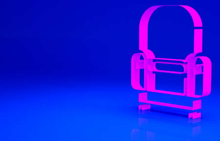 Pink Armchair icon isolated on blue background. Minimalism concept. 3d illustration 3D renderの写真素材