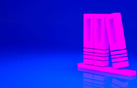 Pink Office folders with papers and documents icon isolated on blue background. Office binders. Archives folder sign. Minimalism concept. 3d illustration 3D renderの写真素材