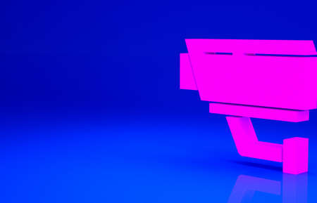 Pink Security camera icon isolated on blue background. Minimalism concept. 3d illustration 3D renderの写真素材
