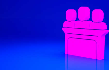 Pink Jurors icon isolated on blue background. Minimalism concept. 3d illustration 3D renderの写真素材