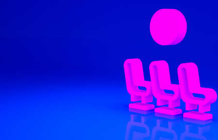 Pink Waiting room icon isolated on blue background. Minimalism concept. 3d illustration 3D renderの写真素材