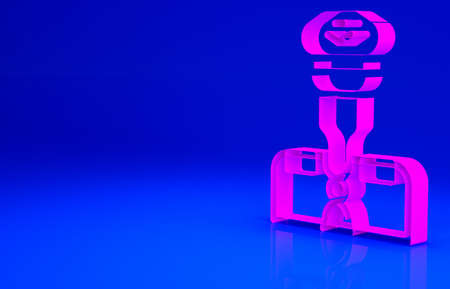 Pink Pilot icon isolated on blue background. Minimalism concept. 3d illustration 3D renderの写真素材