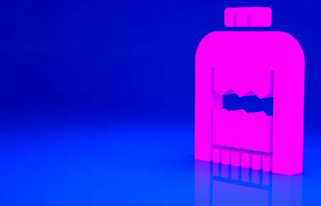 Pink Christmas sweater with norwegian ornaments and holidays decorations icon isolated on blue background. Knitted winter jumper. Minimalism concept. 3d illustration 3D renderの写真素材