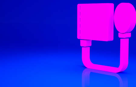 Pink Blood pressure icon isolated on blue background. Minimalism concept. 3d illustration 3D renderの写真素材