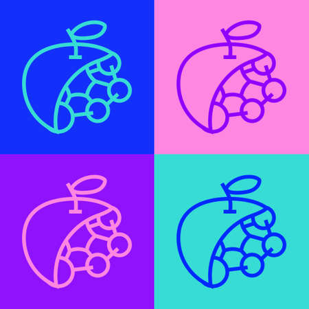 Pop art line Biological structure icon isolated on color background. Genetically modified organism and food. Vectorのイラスト素材