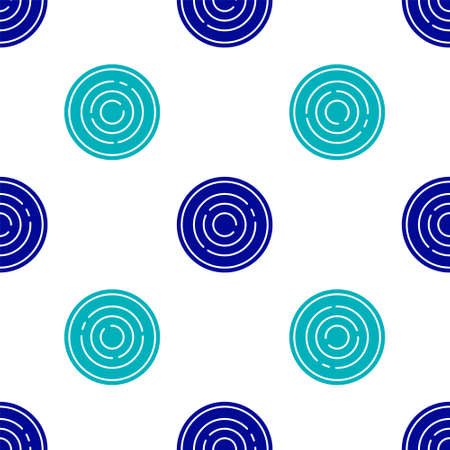 Blue Checker game chips icon isolated seamless pattern on white background. Vectorのイラスト素材